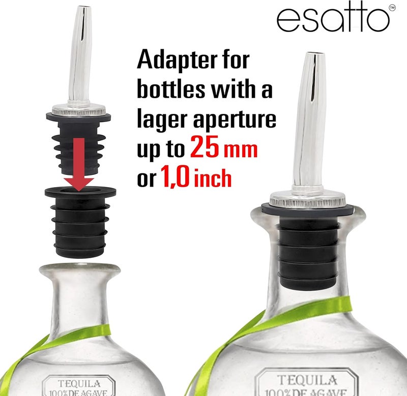 Esatto Liquor Pourer Adapters - 6 Pieces Set, Perfect for Large Olive Oil Bottles and Liquor Bottles - Up to 1 Inch/25mm Neck Converts Any Spout into a Large Pour Spout - Image 4